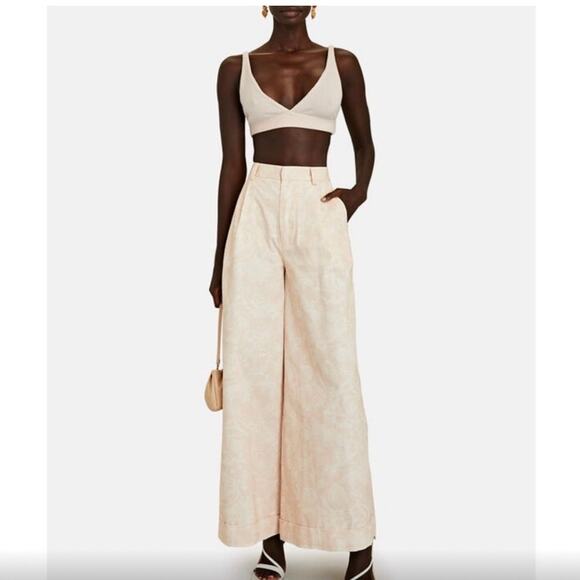 NWT Magali Pascal Georgina Floral Jacquard Wide-Leg Trouser - Picture 1 of 10